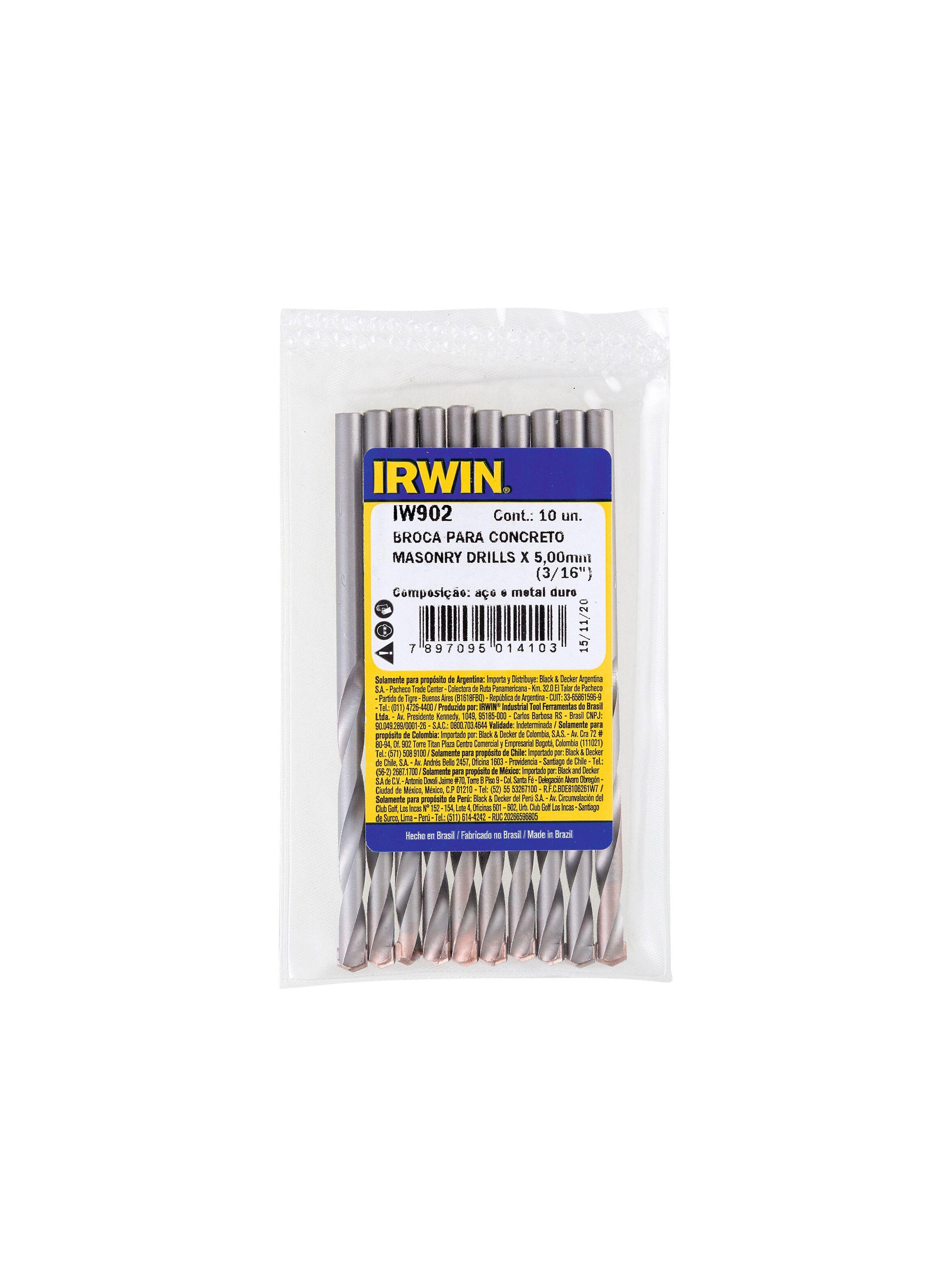 Set 10 brocas para concreto 5mm IRWIN IW902-3