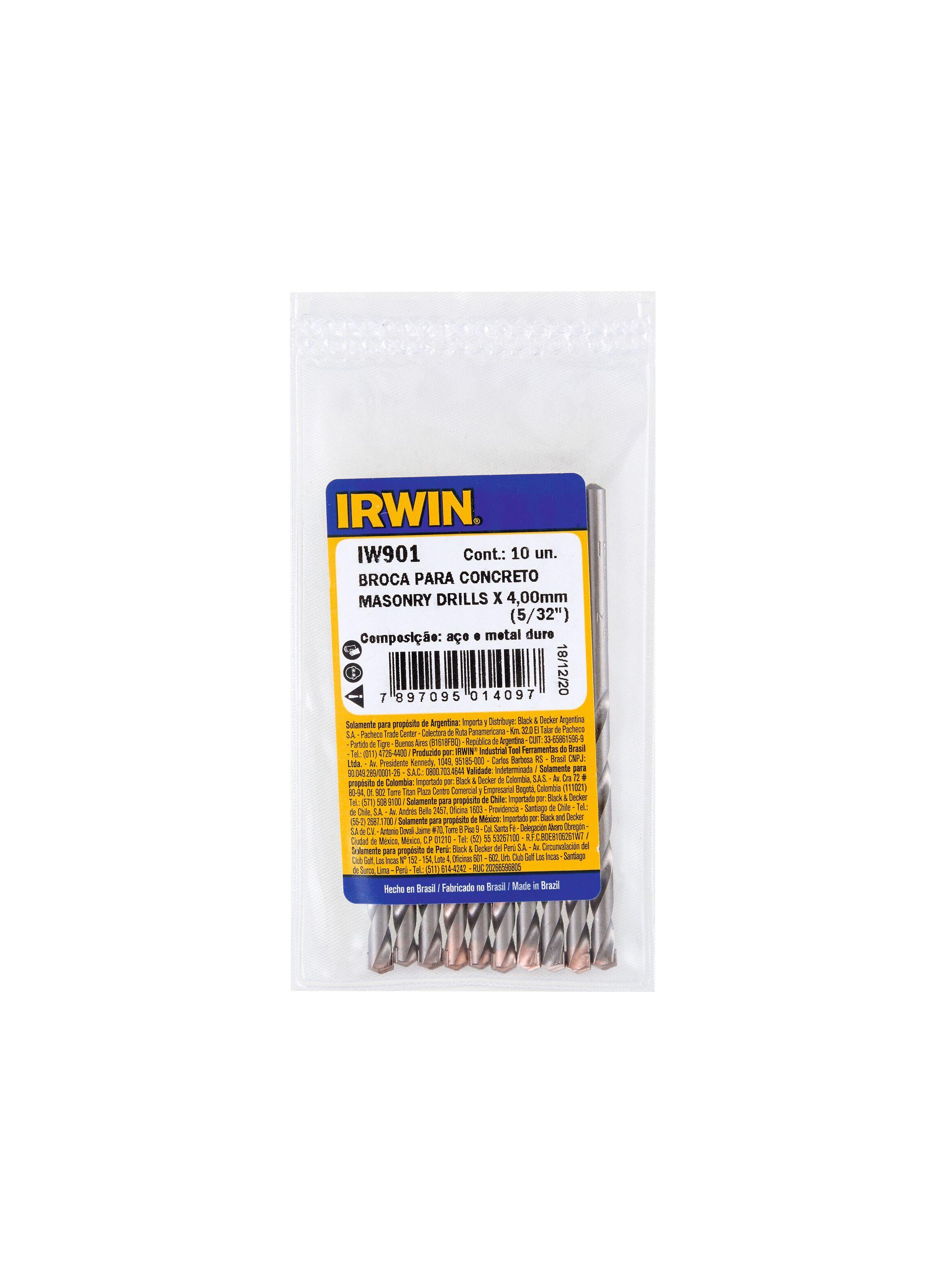 Set 10 brocas para concreto 4mm IRWIN IW901-2