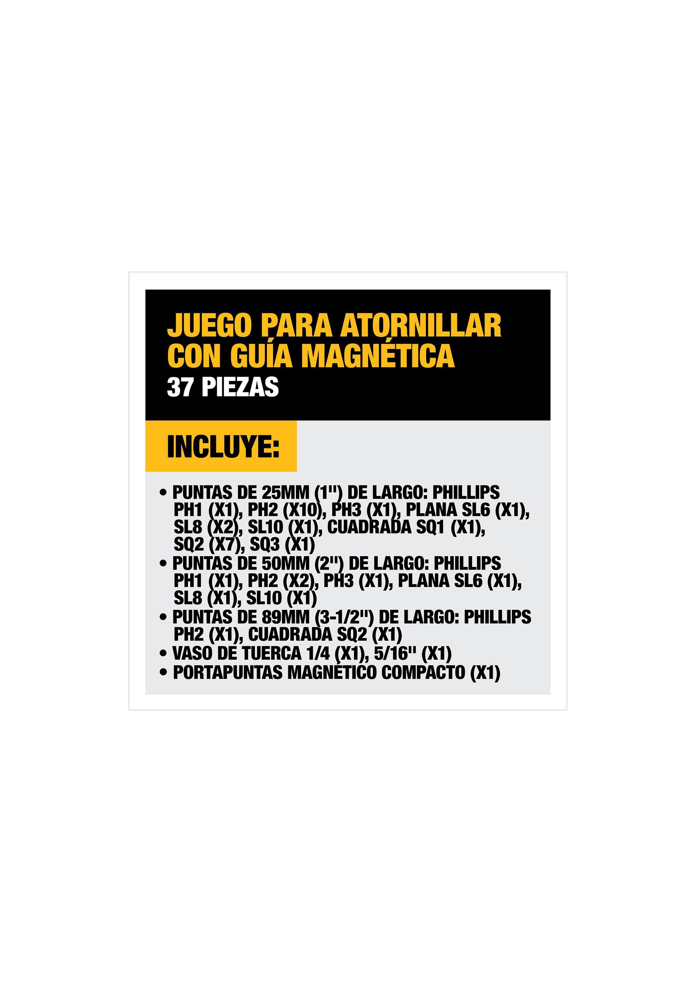 Set de 37 piezas con guía magnética DEWALT DW2163-3
