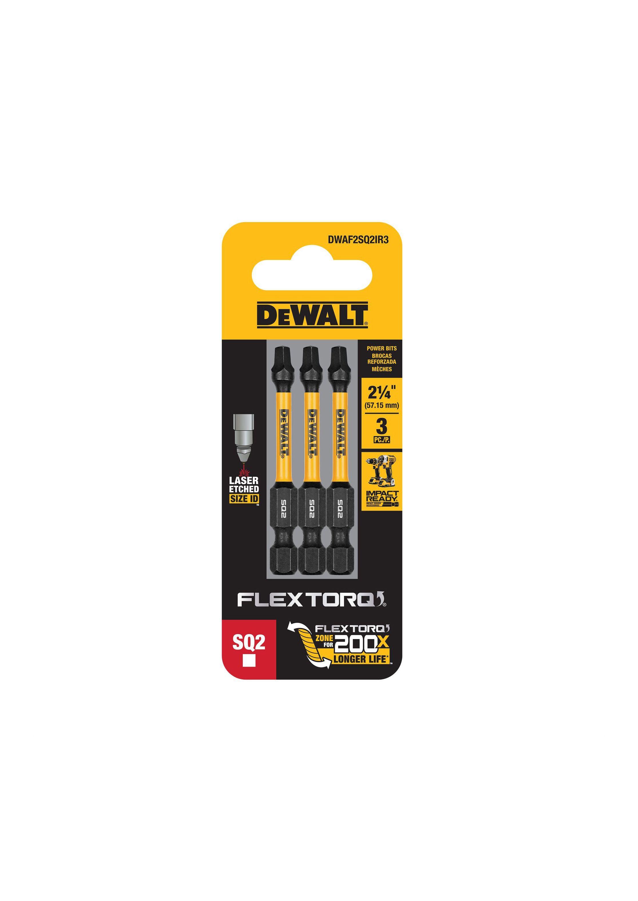 Set 3 puntas square 2 1/4" N°2 FLEXTORQ DEWALT DWAF2SQ2IR3-2