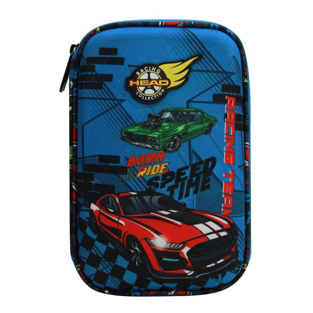 Estuche Infantil Niño Rígido Box Speed Car Negro Head-1
