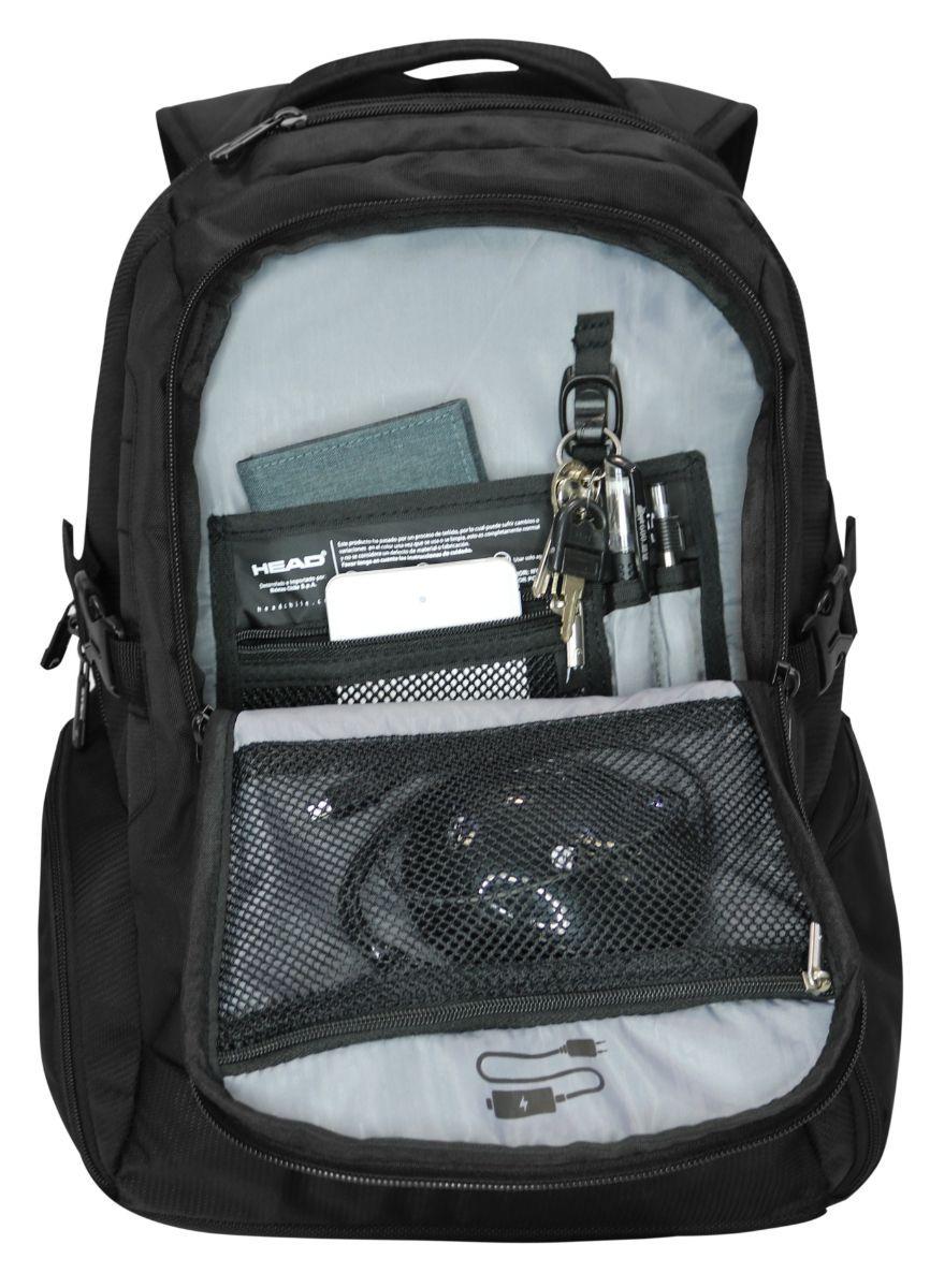 Mochila Porta Laptop Titan USB Negra Head-3