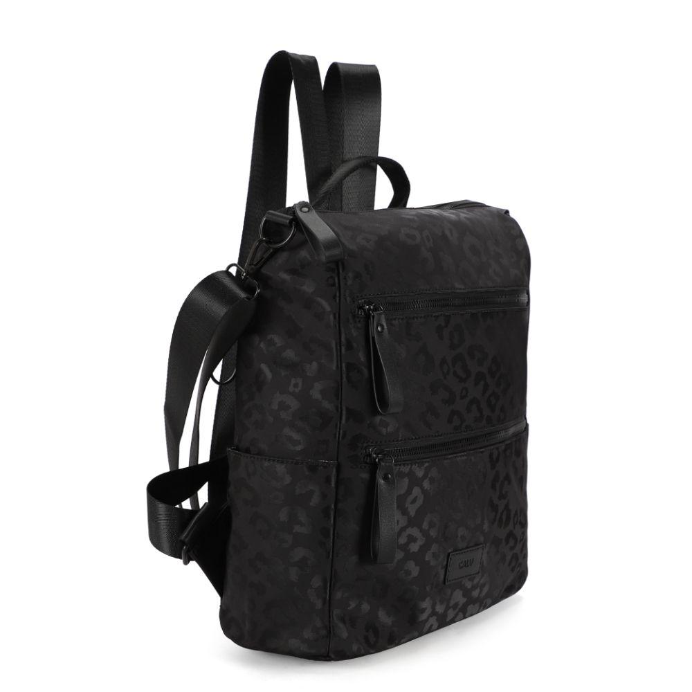 Mochila Cartera Belen Animal Print Negro Calu-0