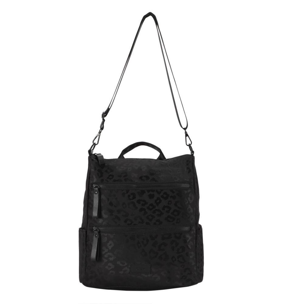 Mochila Cartera Belen Animal Print Negro Calu-1