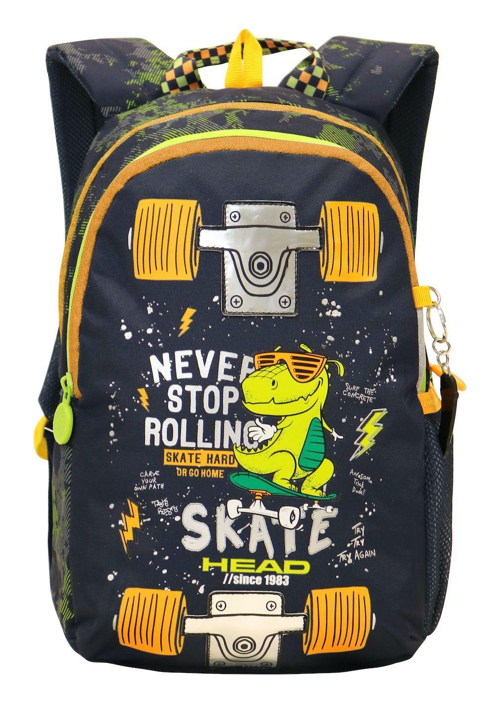Mochila Bionica Cocodrilo Skate Azul Head-1