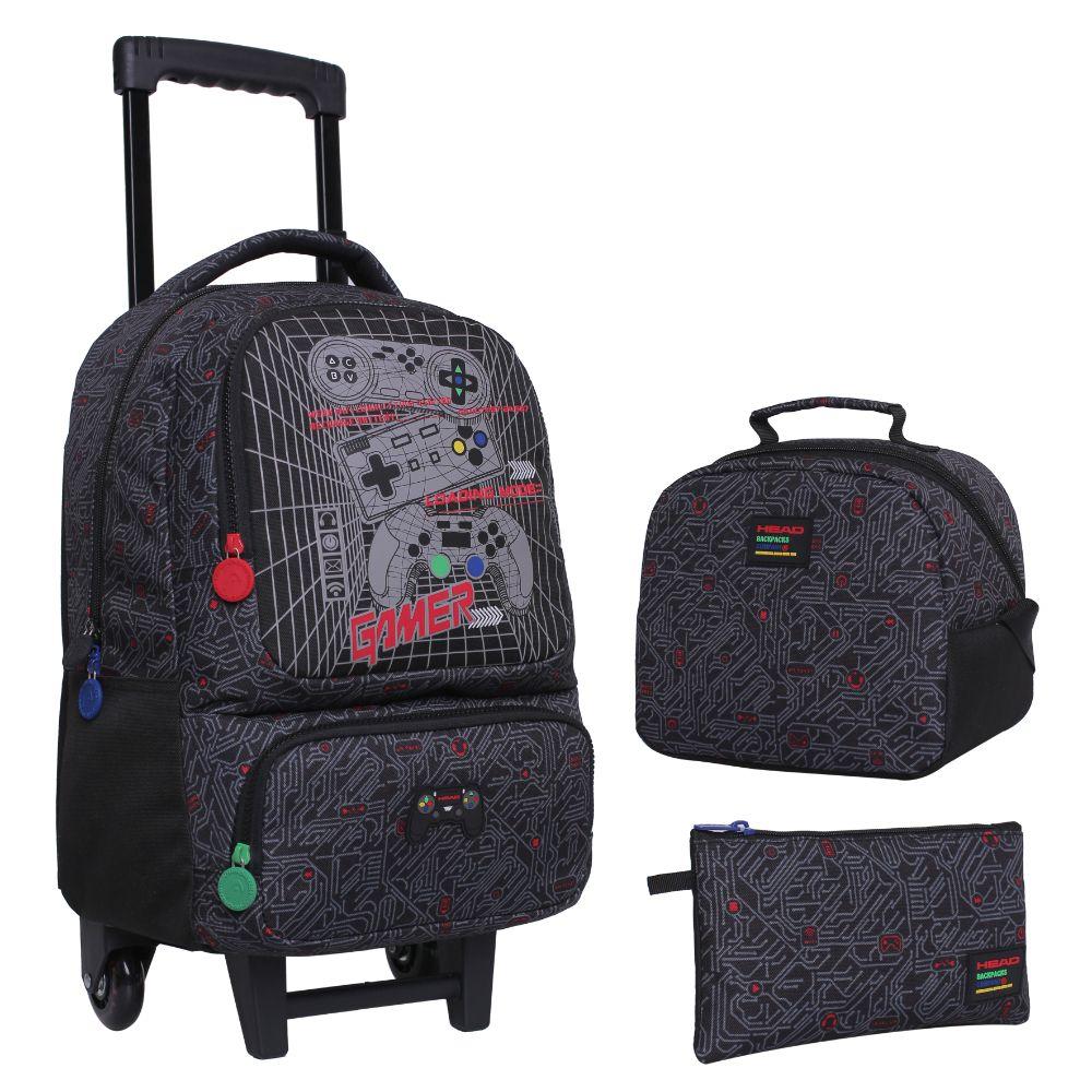 Pack Bakan Escolar Gamer Circuito Negro Head-0