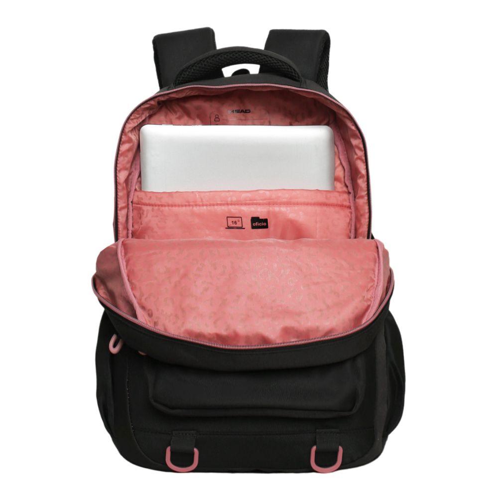 Mochila Mujer Utopia Sport Negro Rosado Head-2