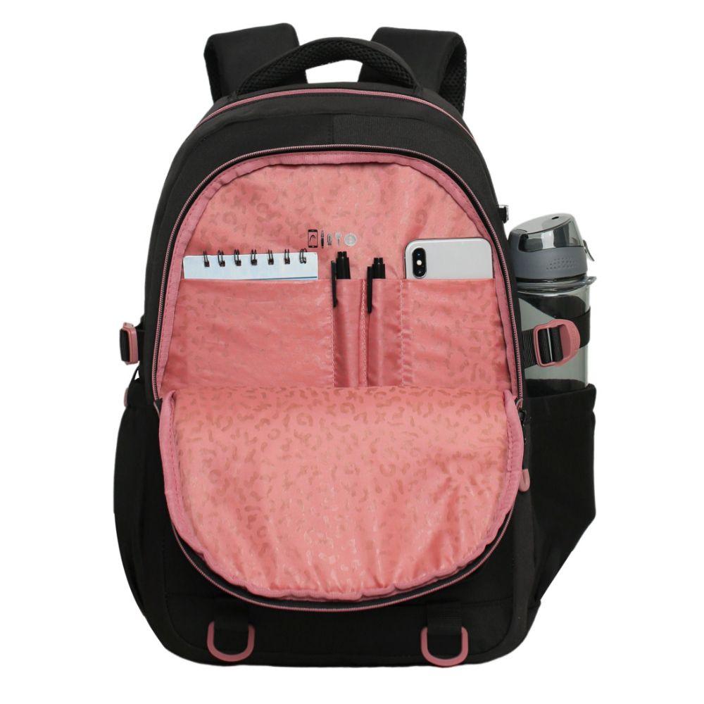 Mochila Mujer Utopia Sport Negro Rosado Head-3