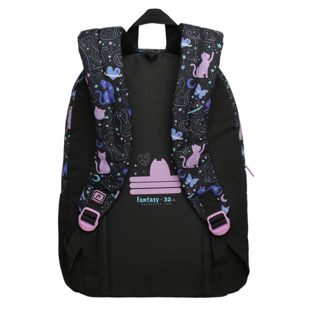 Mochila Infantil Niña Fantasy Space Cat Negro Head-4