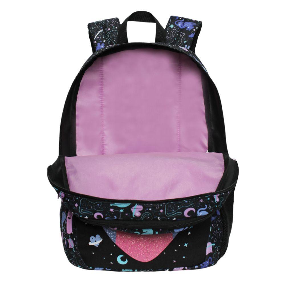 Mochila Infantil Niña Fantasy Space Cat Negro Head-2