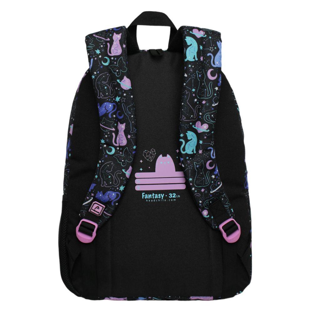 Mochila Infantil Niña Fantasy Space Cat Negro Head-4