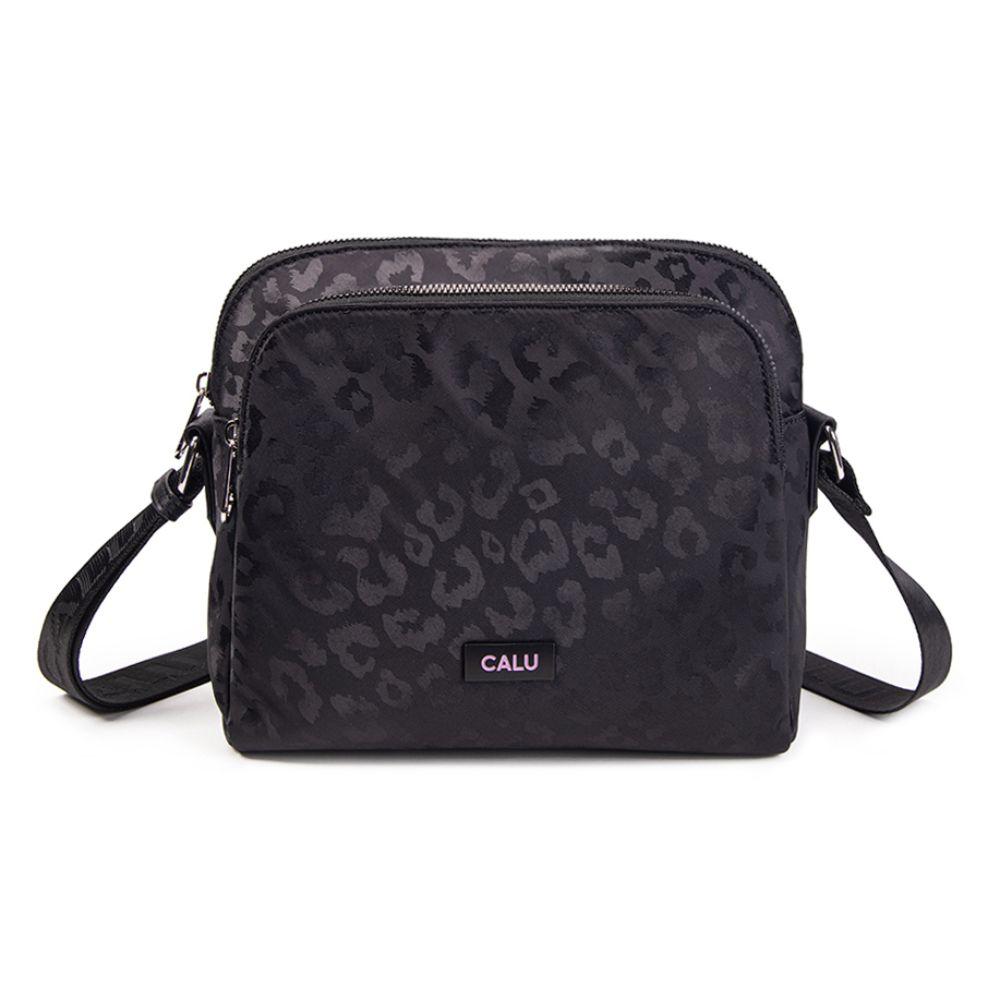 Cartera Bandolera Adele Animal Print Negro Calu-1