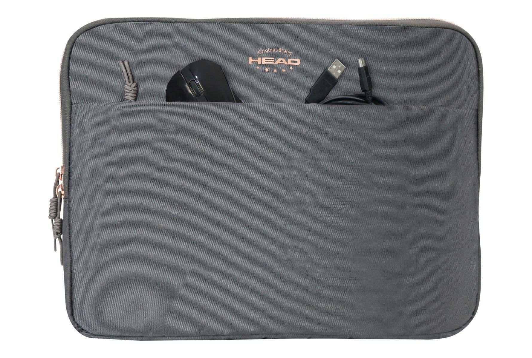 Funda Laptop Zip 14" Gris Rose Gold Head-4