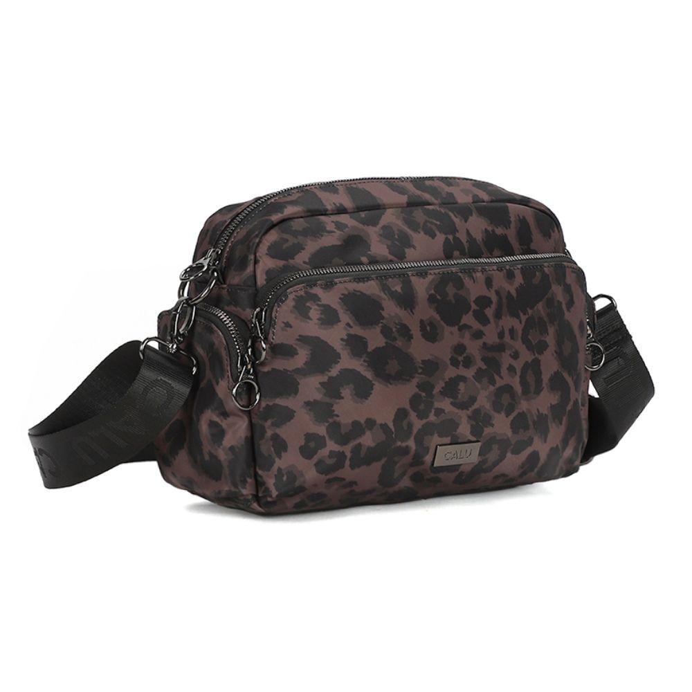 Cartera Bandolera Lavanda Animal Print Café Calu-0