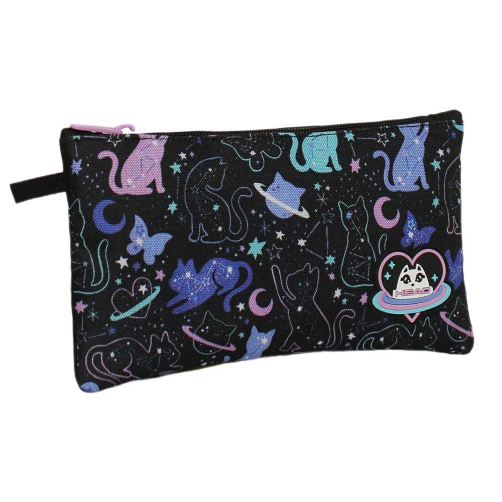 Pack Bakan Escolar Mujer Space Cat Negro Head-3