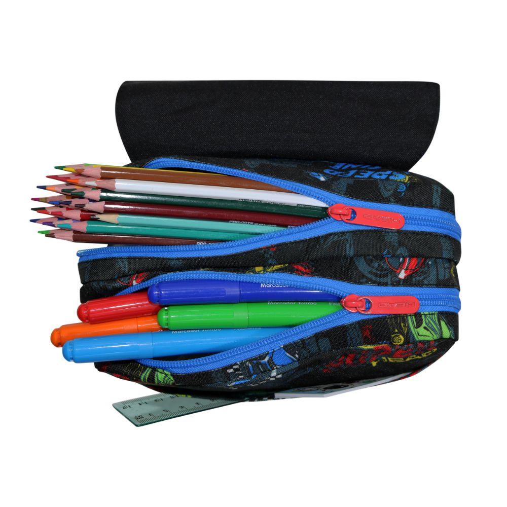 Estuche Infantil Niño Eraser Speed Car Negro Head-2