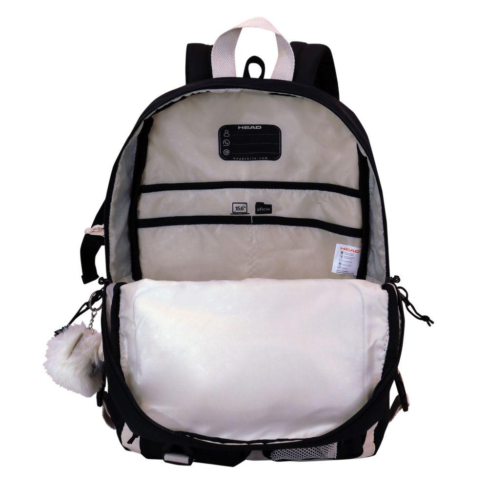 Mochila mujer Fusion Block Negro Blanco Head-2