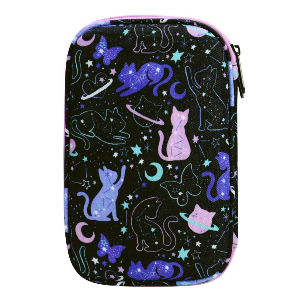 Estuche Infantil Niña Rígido Box Space Cat Negro Head-6