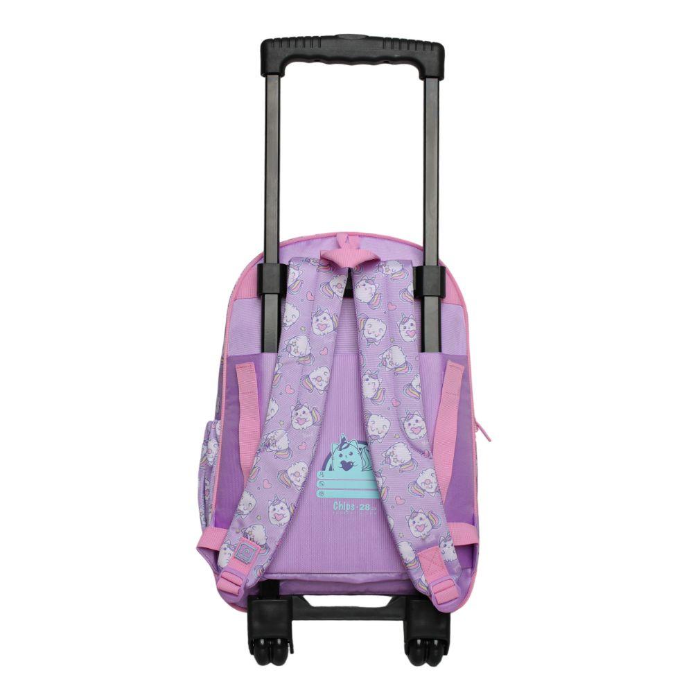 Mochila con Ruedas Infantil Chips Gaticornio Lila Head-4