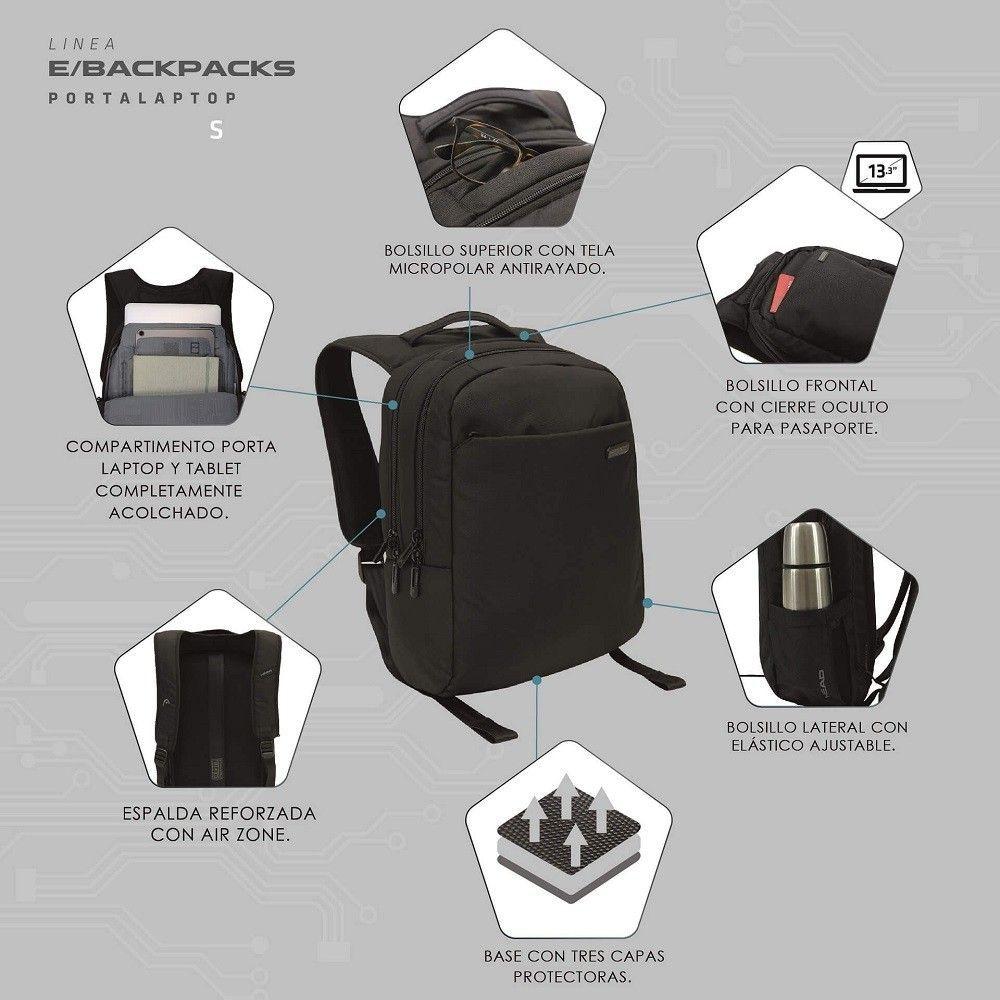 Mochila Porta Laptop Pronet S Gris Negro Head  -2