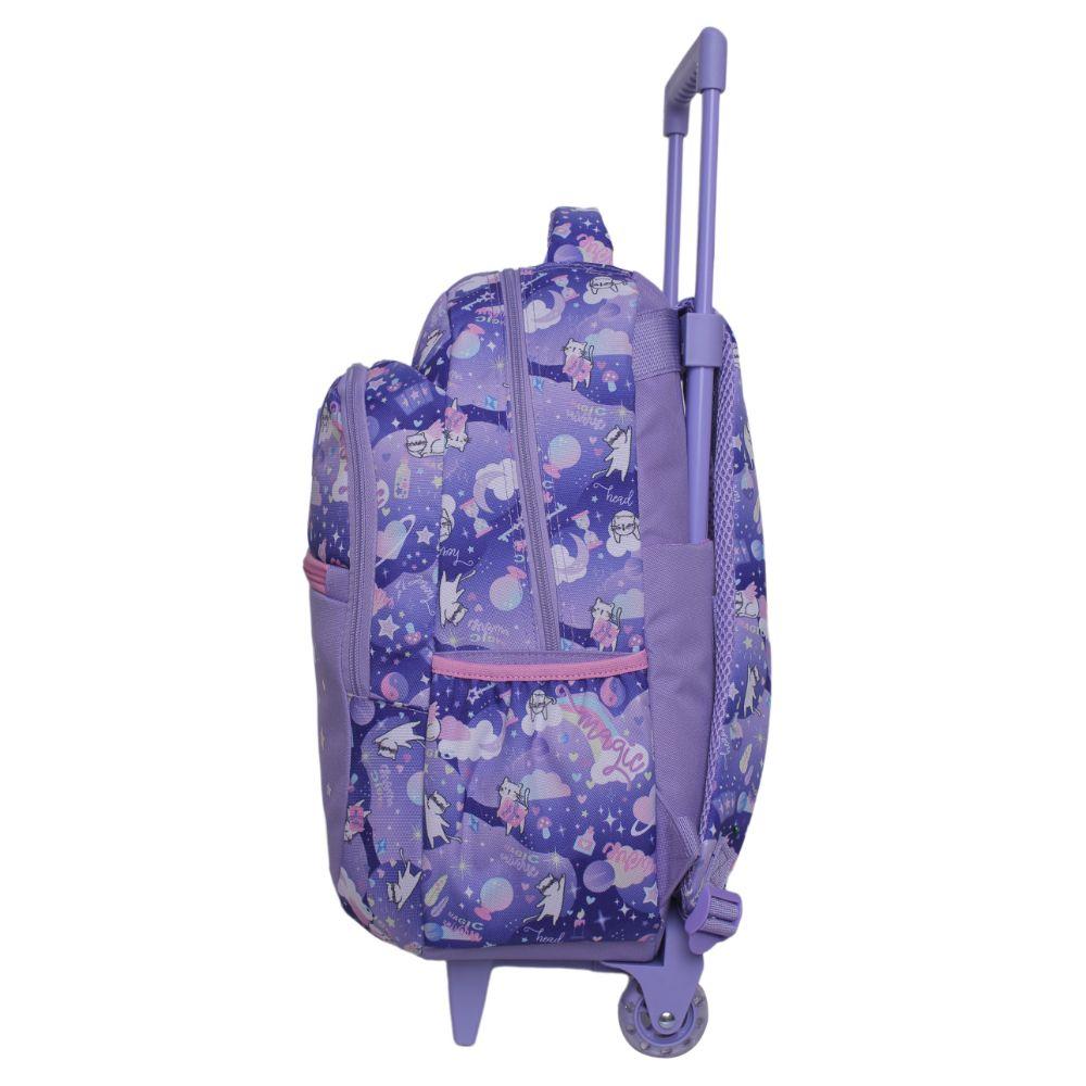 Mochila Carro Intantil Niña Strong  Magic Cat Morado Head-2