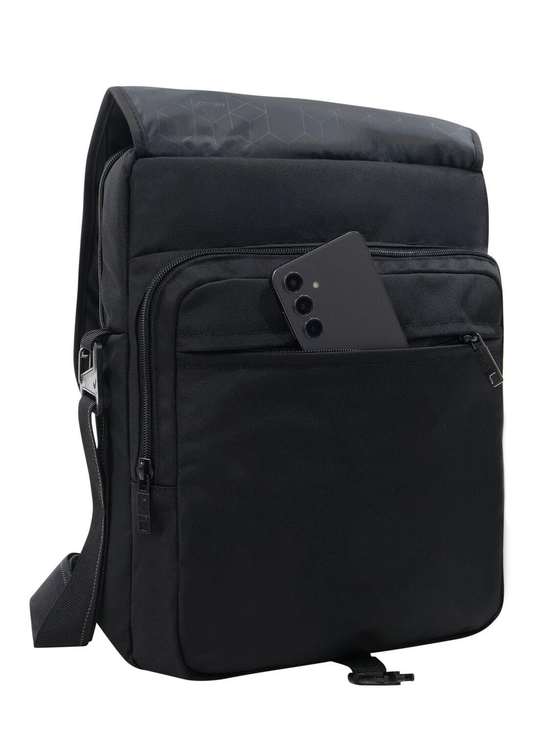 Maletín Mochila Euro Vertical L Negro Parches Head-4