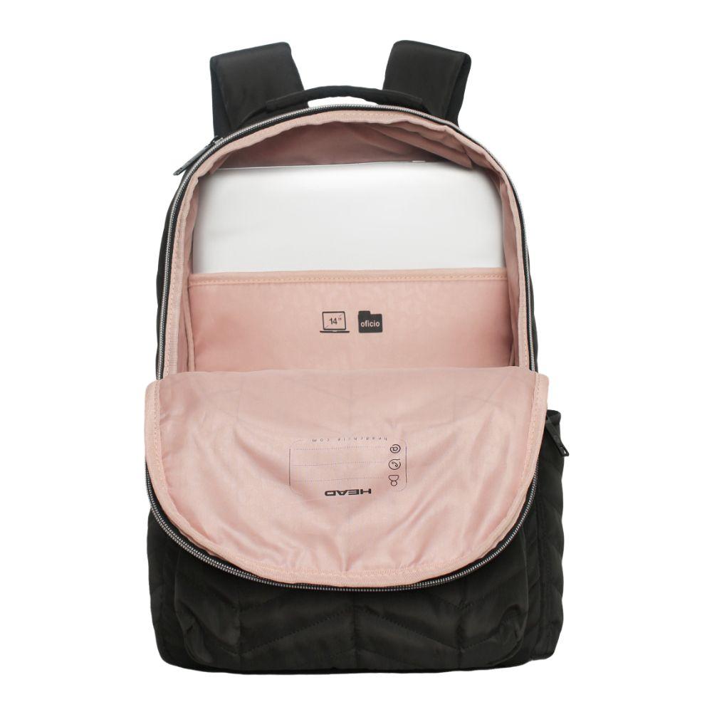 Mochila Mujer Microfibra Impreza Negro Rose Gold Head-2