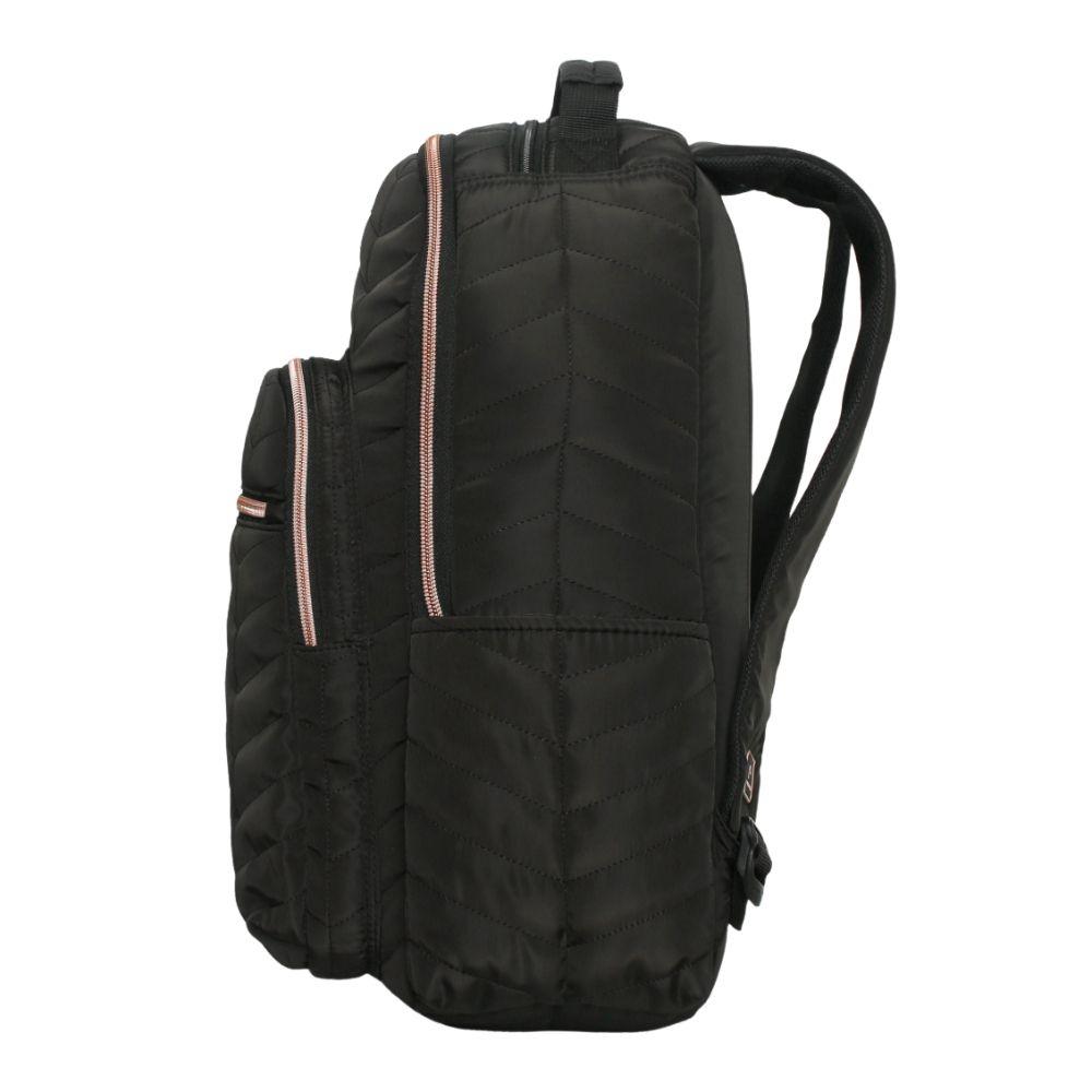 Mochila Mujer Microfibra Impreza Negro Rose Gold Head-3