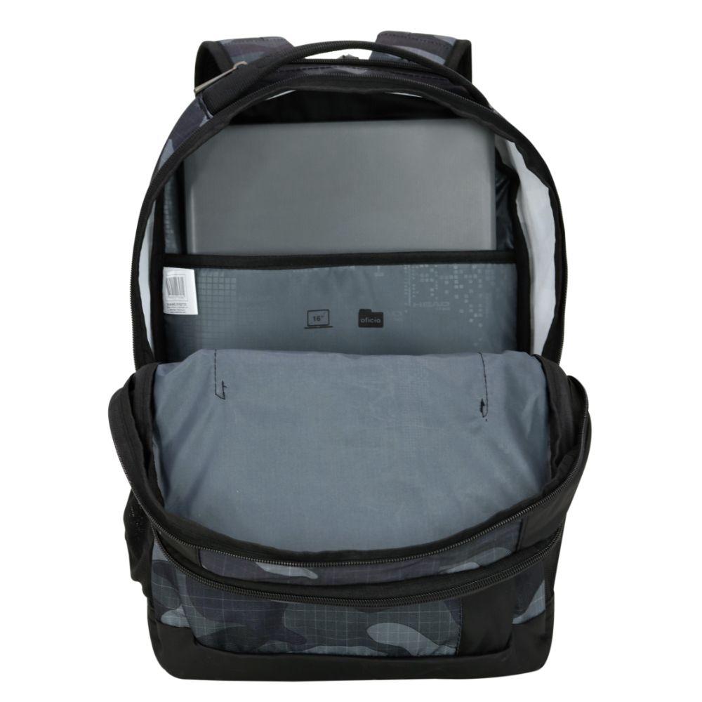 Mochila Ejecutiva Notebook Porter Camo Gris Oscuro Head-3