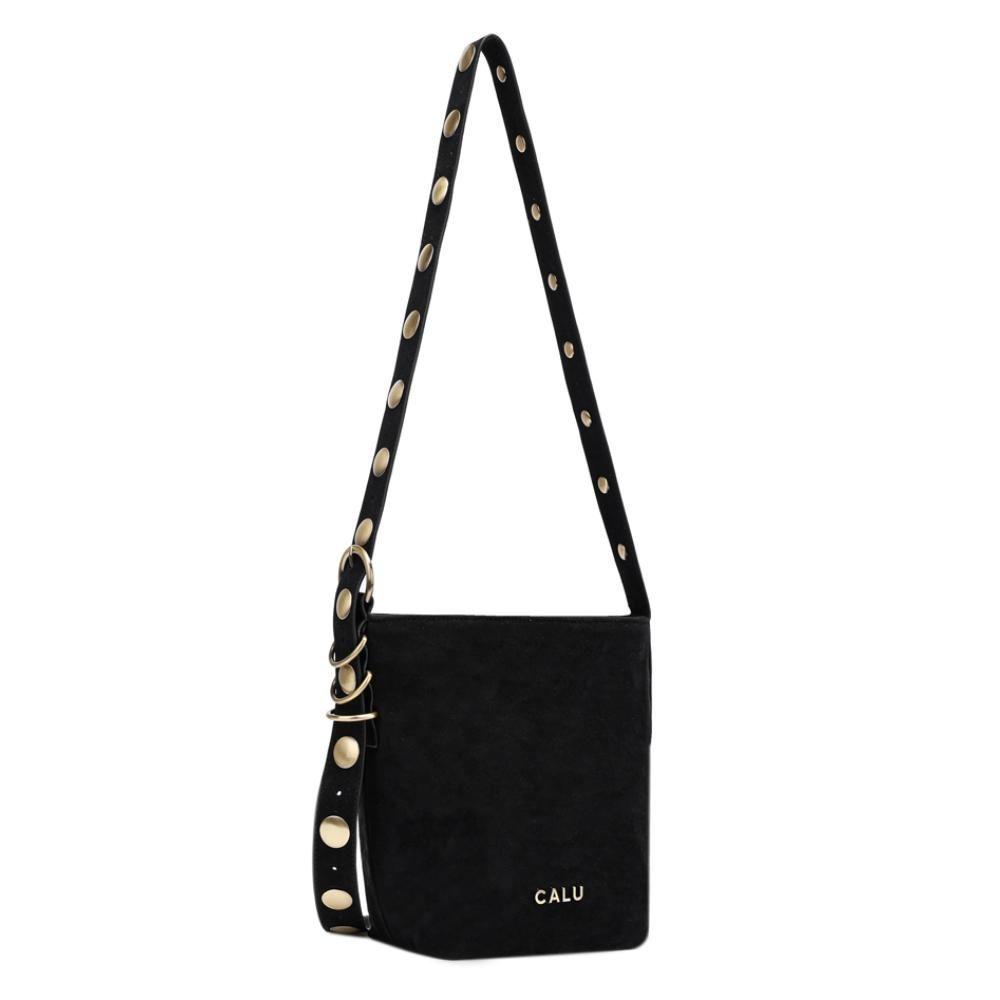 Cartera Bandolera Pequeña Tachas Adela Negro Calu-0