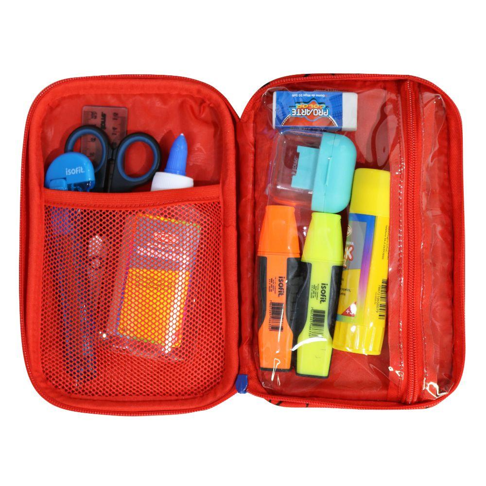 Estuche Infantil Niño Rígido Box Araña Rojo  Head-3