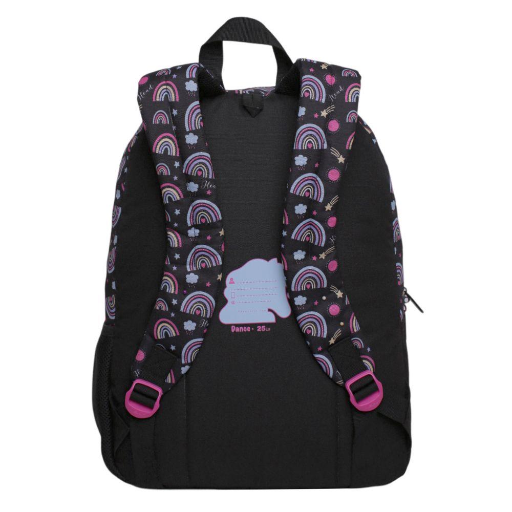 Mochila Infantil Mujer Dance Unicornio Arcoiris Negro Head-3