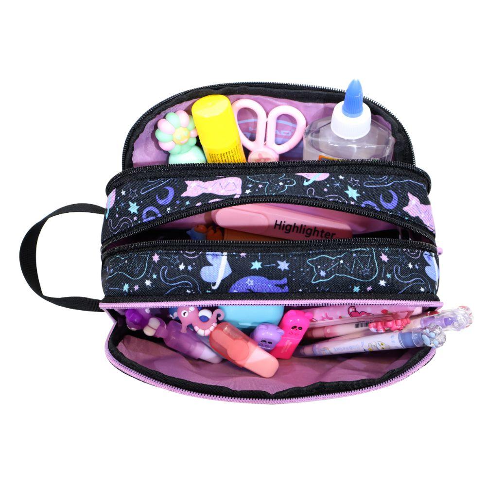 Estuche Infantil Niña Atos Space Cat Negro Head-3