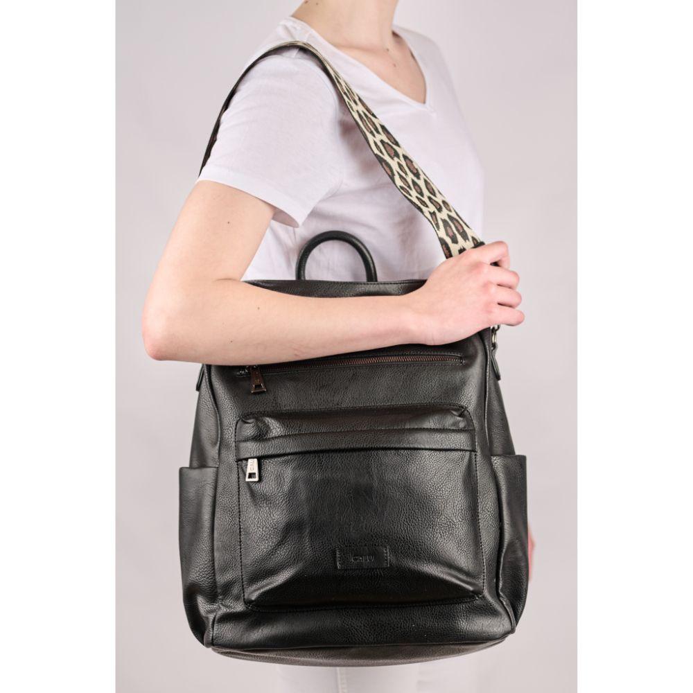 Mochila Cartera Mujer Monstera Negro Calu-5