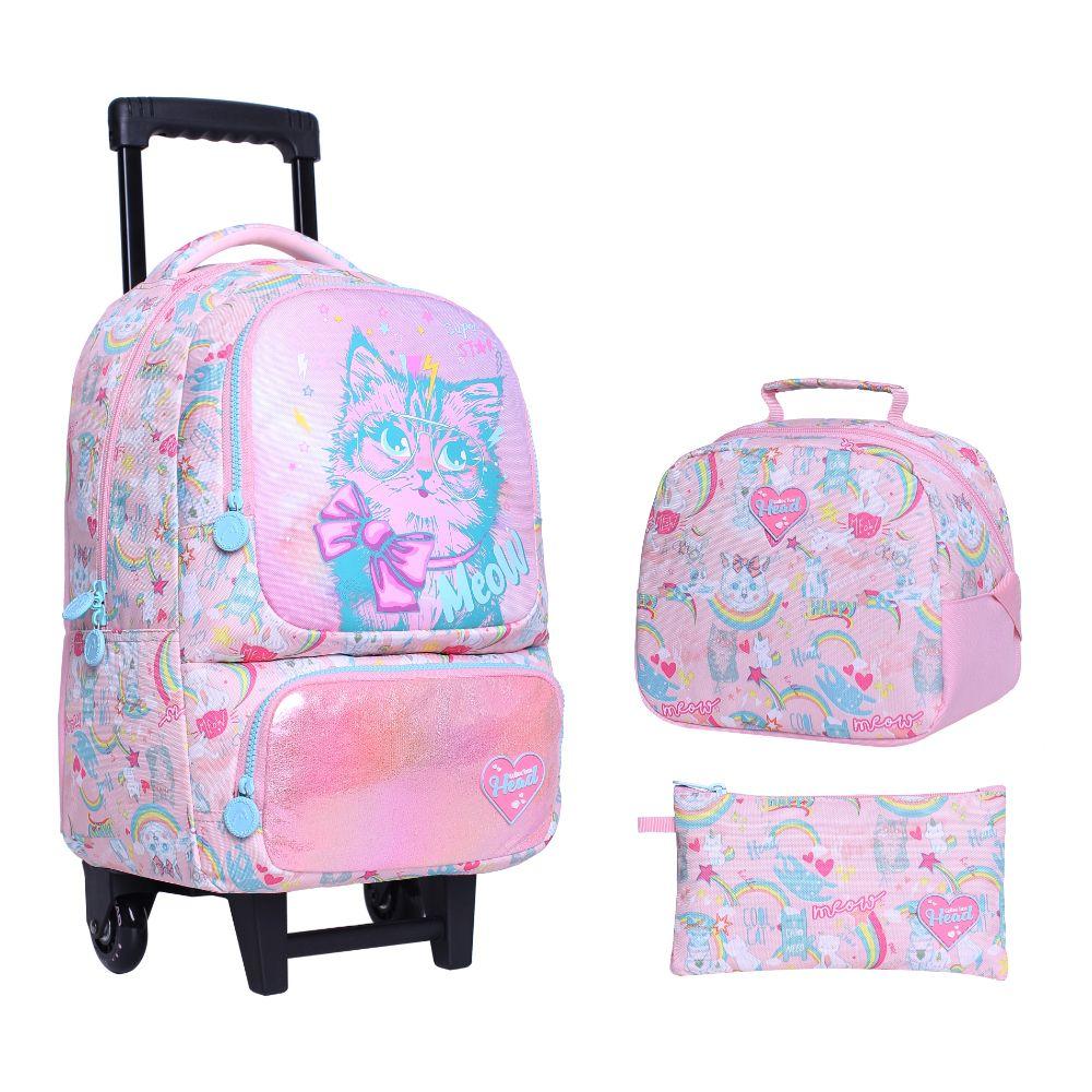 Pack Bakan Escolar Happy Cat Rosado Head-0