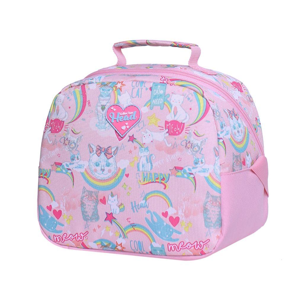 Pack Bakan Escolar Happy Cat Rosado Head-2
