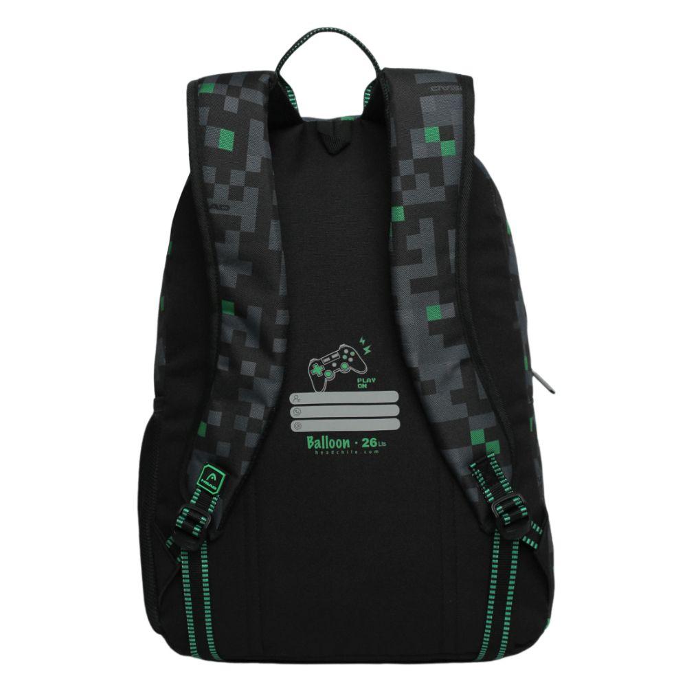 Mochila Infantil Niño Balloon Gamer Negro Verde Head-4