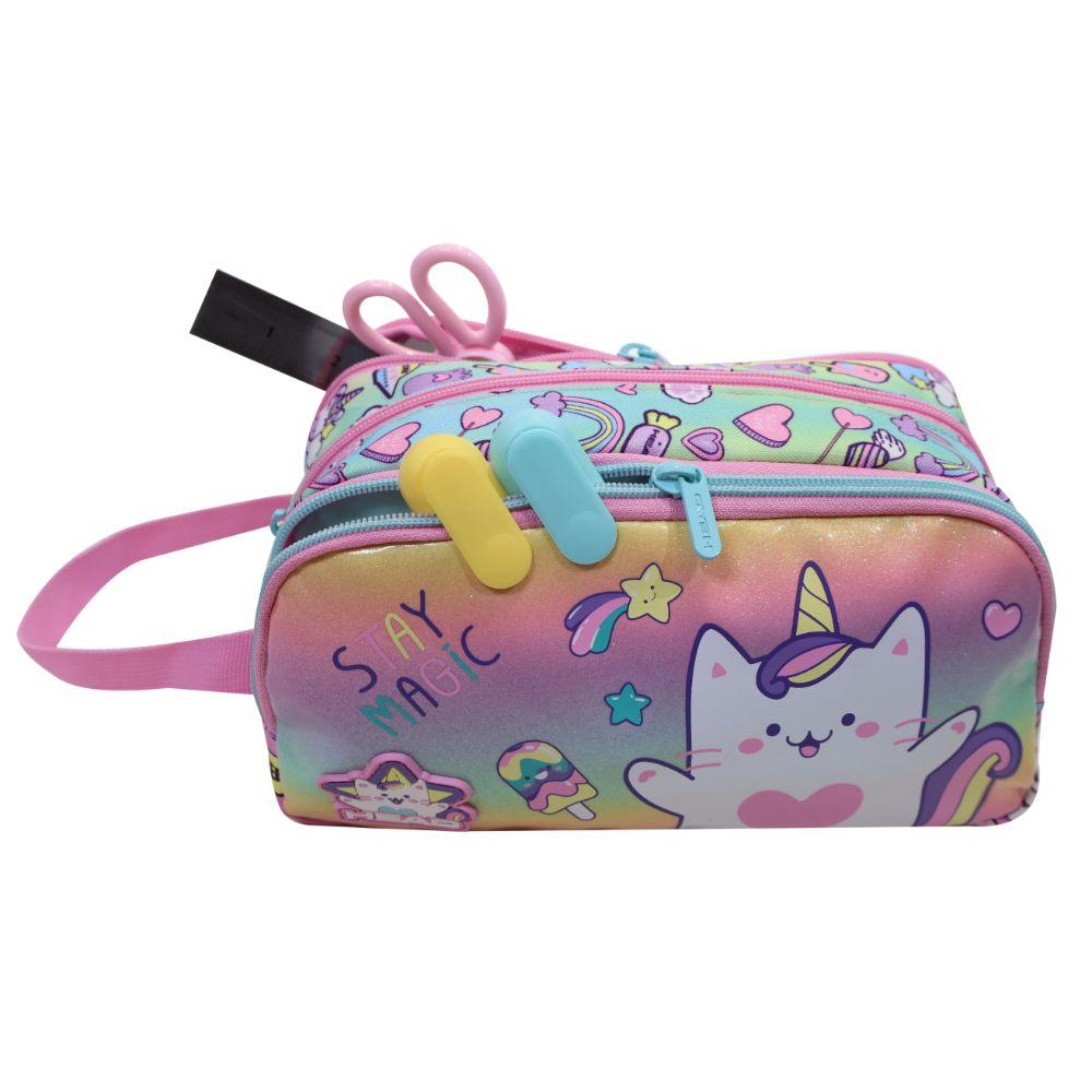 Estuche Infantil Niña Atos Cat Faded Multicolor Head-2
