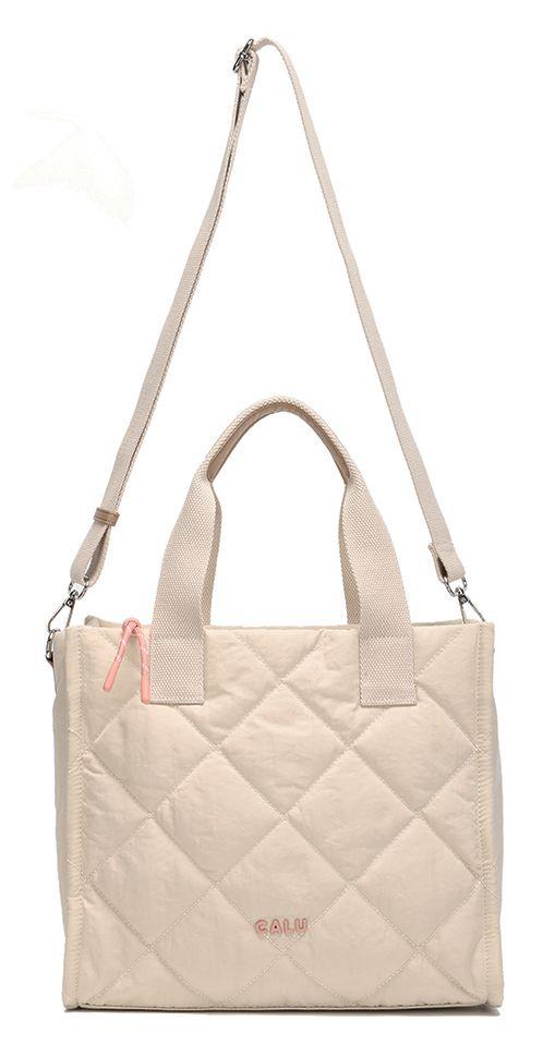Cartera Tote Helena Acolchada Beige Calu-3