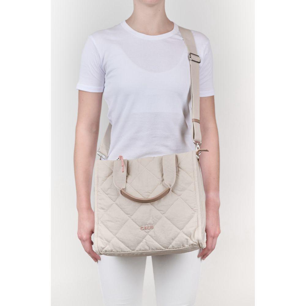 Cartera Tote Helena Acolchada Beige Calu-6