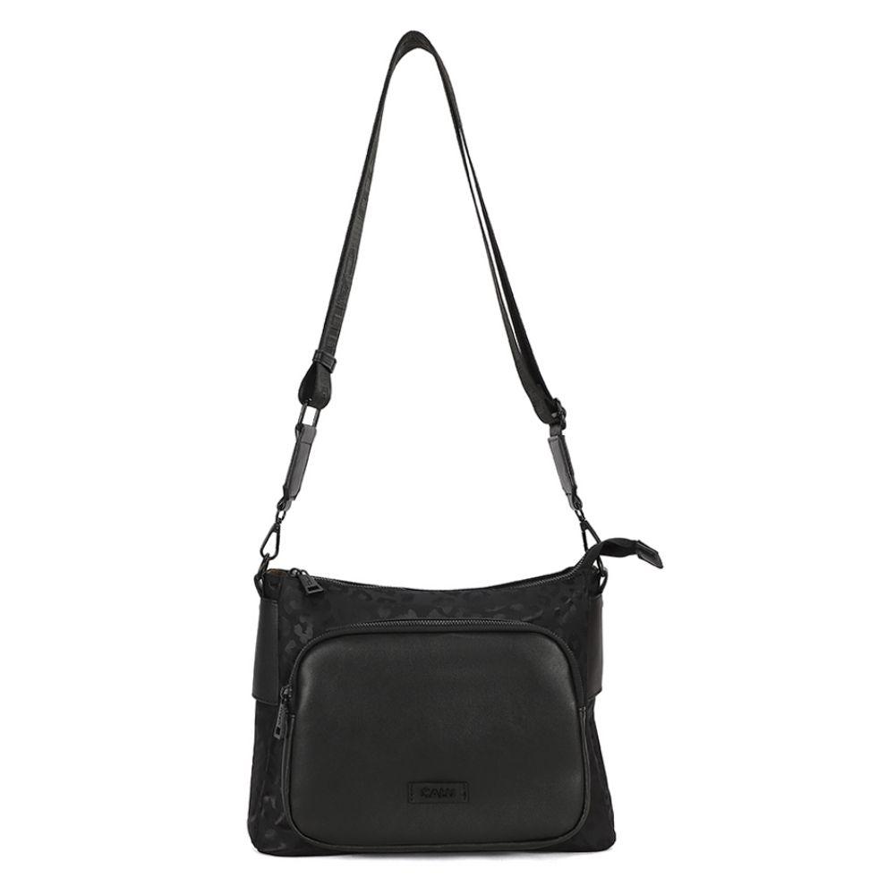 Cartera Moderna Claudia Animal Print Negro Calu-2