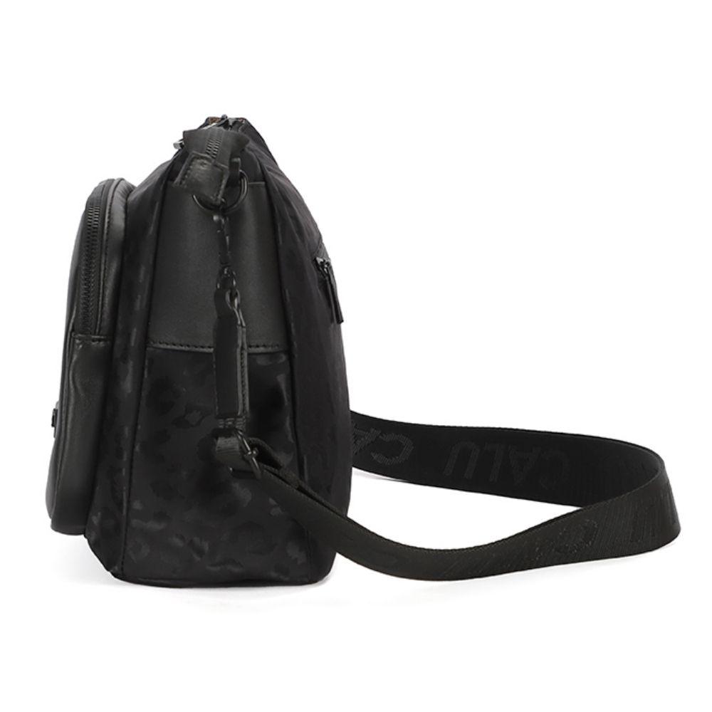 Cartera Moderna Claudia Animal Print Negro Calu-4