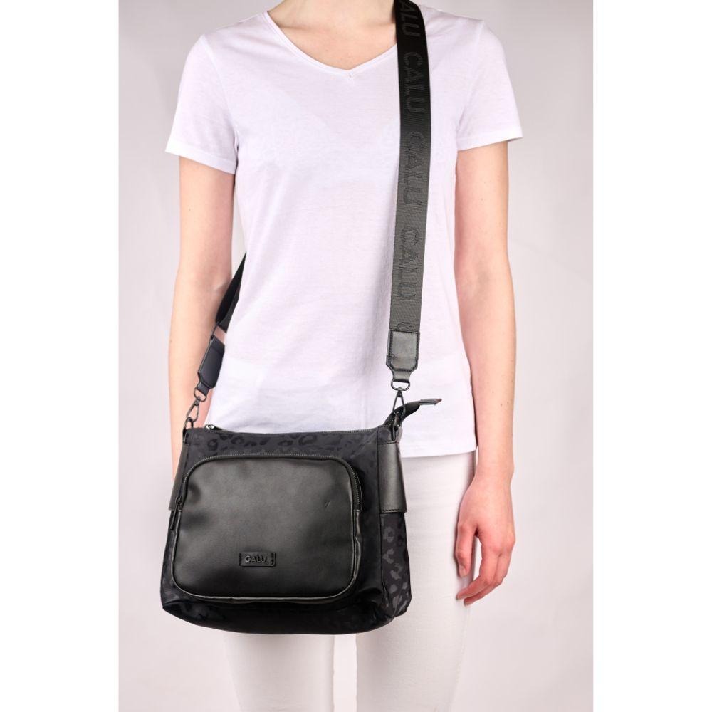 Cartera Moderna Claudia Animal Print Negro Calu-5
