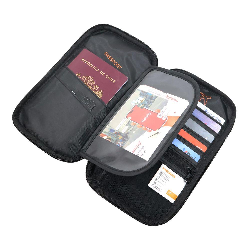 Porta Pasaporte Organizador Documentos Miles Negro Head-6