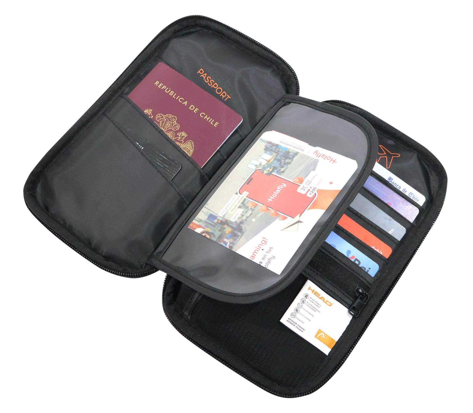 Porta Pasaporte Organizador Documentos Miles Negro Head-7
