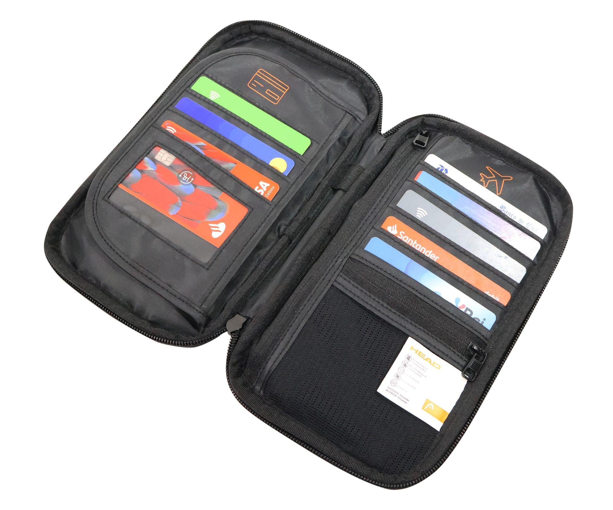 Porta Pasaporte Organizador Documentos Miles Negro Head-8