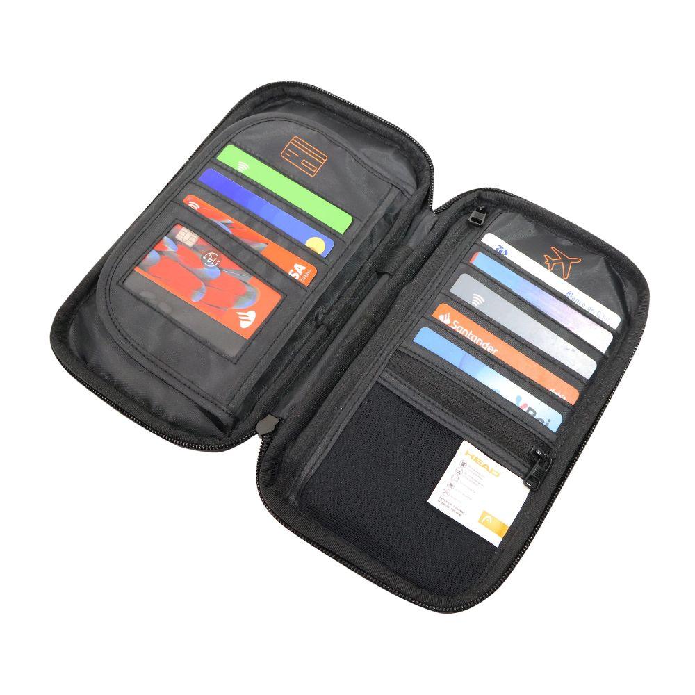 Porta Pasaporte Organizador Documentos Miles Negro Head-9