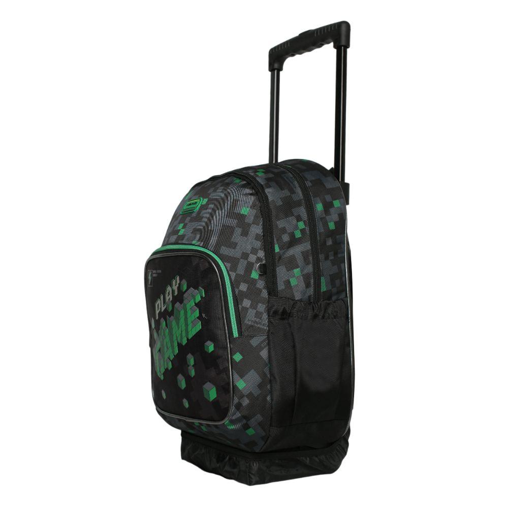 Mochila con Ruedas Infantil Chips Gamer Negro Verde Head-2