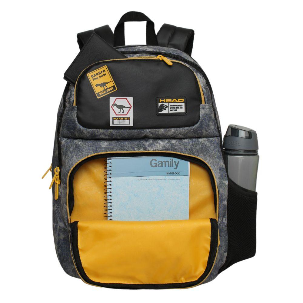 Mochila Infantil Niño Fantasy Dino Jurassic Gris Head-1