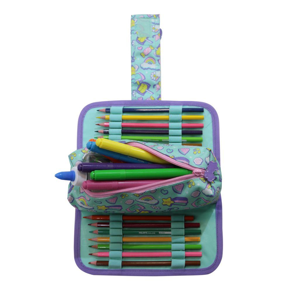 Estuche Infantil Niña Cherry Cat Print Menta Head-3